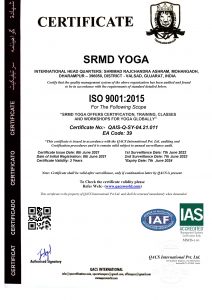 SRMD Yoga accredited with ISO 9001: 2015