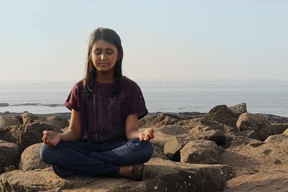 A girl meditating